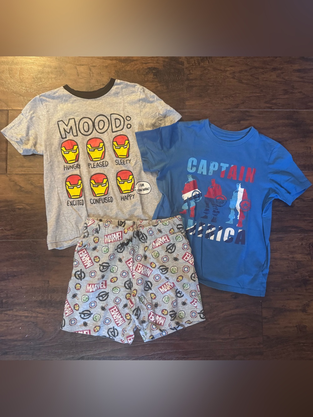 Marvel Boys Blue & Gray Iron Man + Captain America Tee Set